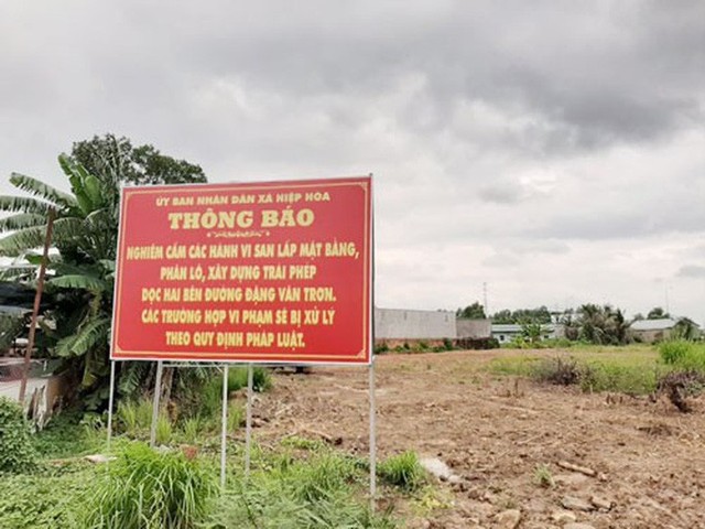 Bảng cảnh báo chính quyền địa phương dựng ở phường Hiệp Hòa, TP Biên Hòa, tỉnh Đồng Nai
