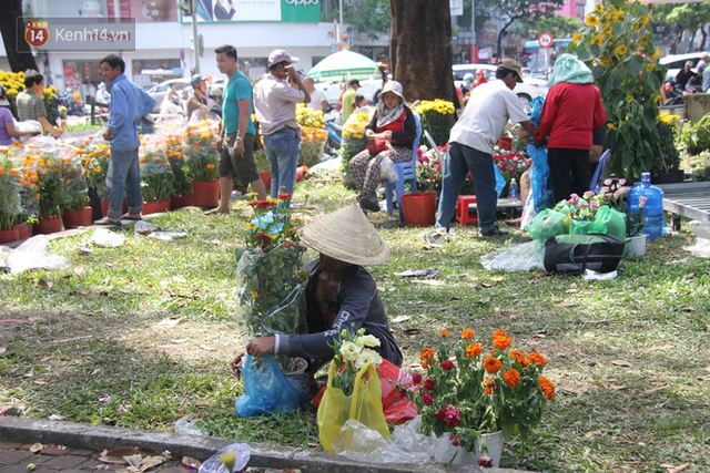 Sau khi tiểu thương ở Sài Gòn đập chậu, ném hoa vào thùng rác, nhiều người tranh thủ chạy đến hôi hoa - Ảnh 8.