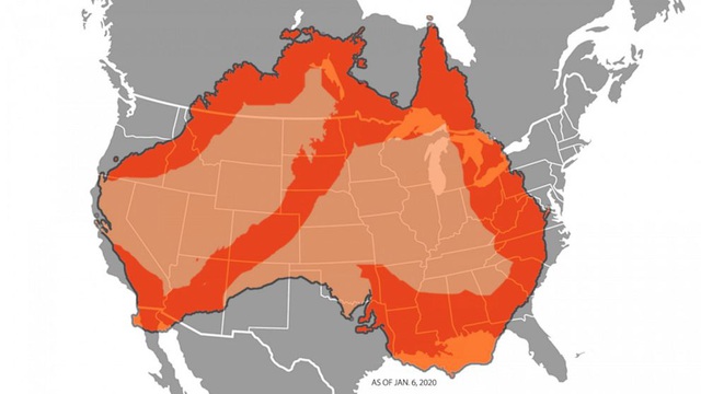 Quy mô đáng sợ của cháy rừng Australia: Gấp đôi diện tích một bang của nước Mỹ - Ảnh 1.