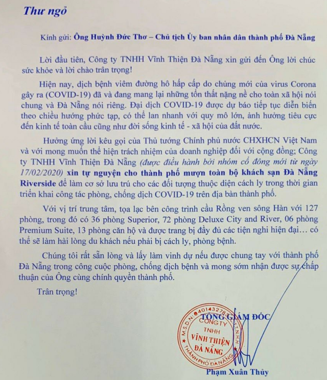 Khách sạn Đà Nẵng Riverside từng từ chối khách vì sợ dịch xin tự nguyện làm cơ sở cách ly sau khi đổi sang chủ mới - Ảnh 2.