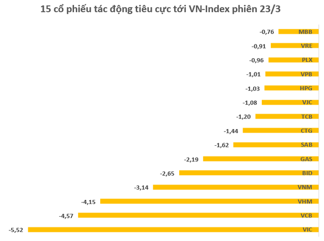 Cổ phiếu giảm sàn la liệt, vốn hóa thị trường chứng khoán Việt Nam “bốc hơi” hơn 8 tỷ USD trong phiên 23/3 - Ảnh 1.