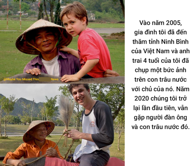 Bức ảnh cậu bé ngoại quốc tìm về người đàn ông chăn trâu ở Ninh Bình sau 15 năm từng gặp mặt khiến dân mạng bồi hồi: Thời gian vô tình quá, ai rồi cũng lớn lên và già đi - Ảnh 1.