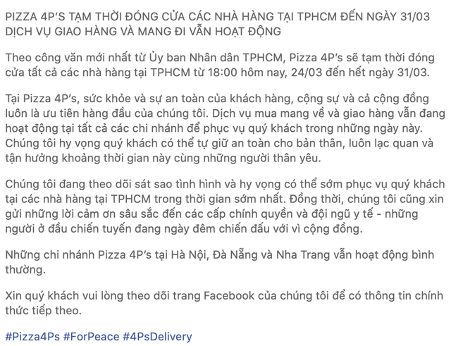 Trước quyết định của TP.HCM, nhiều nhà hàng lớn đã chuyển sang phục vụ tại nhà, kể cả Pizza 4P’s trước đây nói không với ship - Ảnh 4.