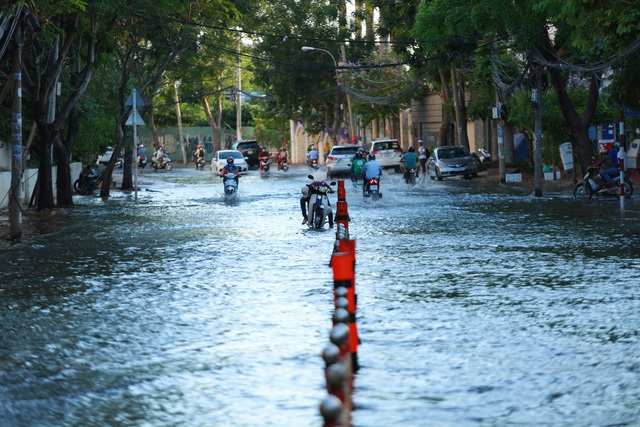  Đường khu Thảo Điền ngập do triều cường, người dân hì hục đẩy xe chết máy - Ảnh 4.