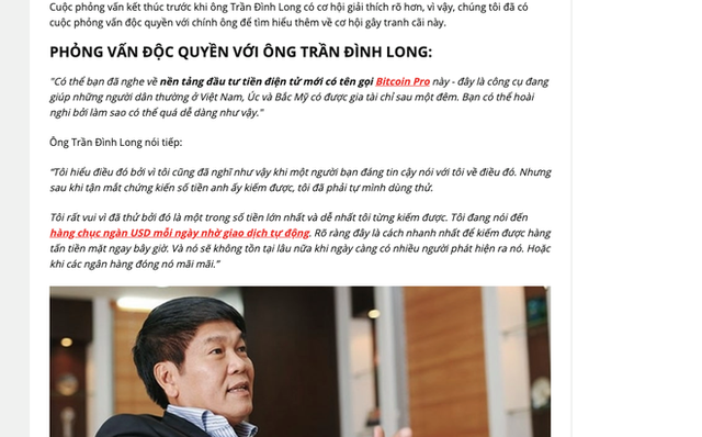 Tỷ phú Phạm Nhật Vượng, Trần Đình Long bị giả mạo, kéo vào cuộc làm giàu với bitcoin - Ảnh 2.