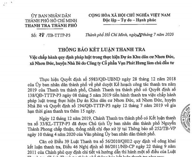 Công ty Vạn Phát Hưng xây ‘chui’, bán ‘lụi’ hàng trăm nền đất ở dự án Nhơn Đức - Ảnh 1.