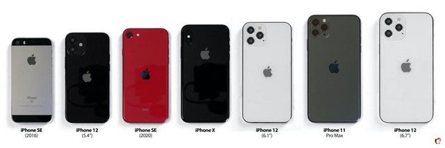 So sánh kích thước iPhone 12 với iPhone đời cũ: iPhone 12 5.4 inch còn nhỏ hơn cả iPhone SE 4.7 inch - Ảnh 1.