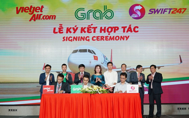 Vietjet báº¯t tay vá»i Swift247 vÃ  Grab ra máº¯t dá»ch vá»¥ giao hÃ ng "siÃªu há»a tá»c"