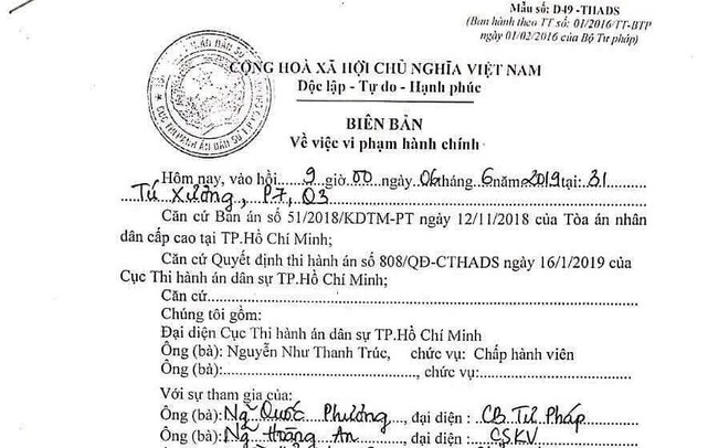 Lập biên bản vi phạm hành chính với bà Lê Hoàng Diệp Thảo Lập biên bản vi phạm hành chính với bà Lê Hoàng Diệp Thảo