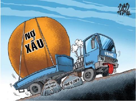 
Tranh biếm họa về nợ xấu của hệ thống ngân hàng thương mại Việt Nam.
