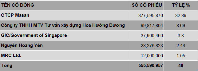 Danh sách cổ đông MSN