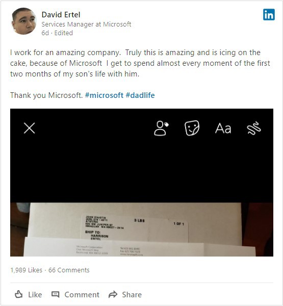 Lá thư đầy cảm động Microsoft gửi cho đứa con mới sinh của nhân viên: Cháu chính là tương lai mà chúng tôi hướng tới! - Ảnh 1.