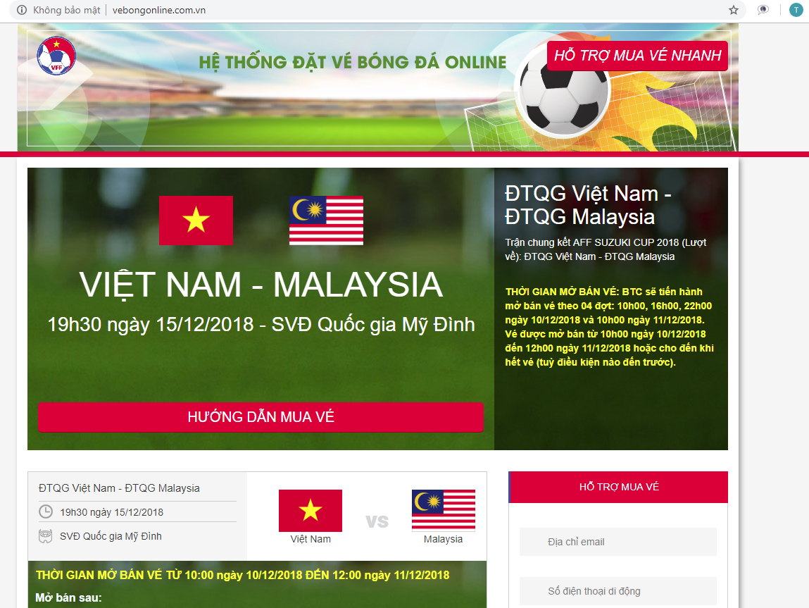 Vff Website Xuất hiện nhiều website giả mạo VFF bán vé trận chung kết AFF Cup 2018 ...