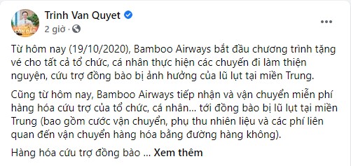 Bamboo Airways miễn phí vận chuyển hàng hoá cứu trợ, tặng vé cho các tổ chức và cá nhân tới miền Trung giúp đỡ - Ảnh 1.