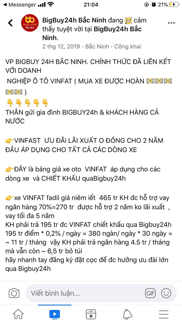  Sàn TMĐT Bigbuy24h trước khi “dính phốt”: Tuyên bố liên kết với Vinfast để mua ô tô hoàn tiền, tặng ĐT bóng đá Việt Nam hàng trăm triệu đồng  - Ảnh 1.