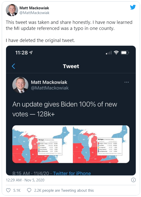 New York Times: Phát hiện lỗi nghiêm trọng, ông Joe Biden bất ngờ giành được 100% phiếu mới kiểm đếm tại Michigan - Ảnh 1.