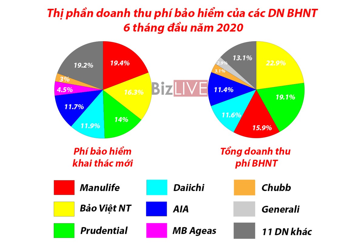 Chart] Bức tranh thị trường bảo hiểm Việt Nam 6 tháng đầu năm