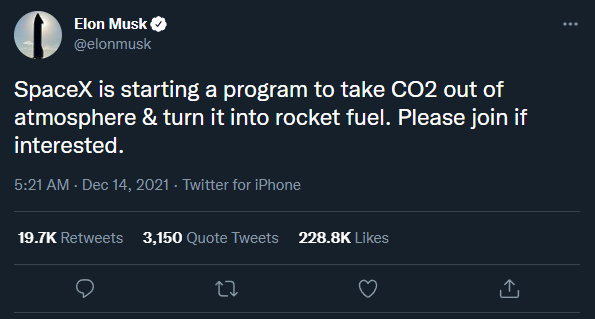 Elon Musk “nhá hàng” dự án biến CO2 trong khí quyển thành nhiên liệu tên lửa - Ảnh 1.