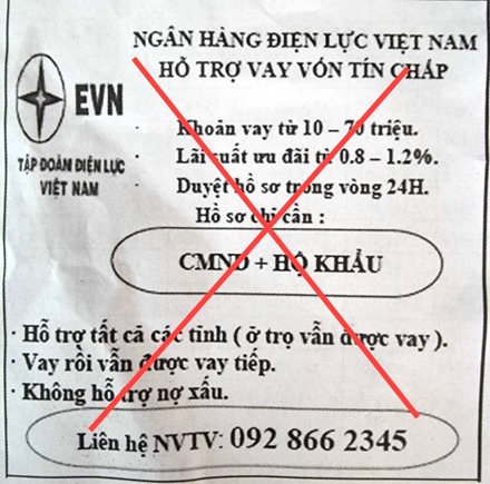 Cảnh báo giả mạo thương hiệu EVN để quảng cáo cho vay tín chấp - Ảnh 1.