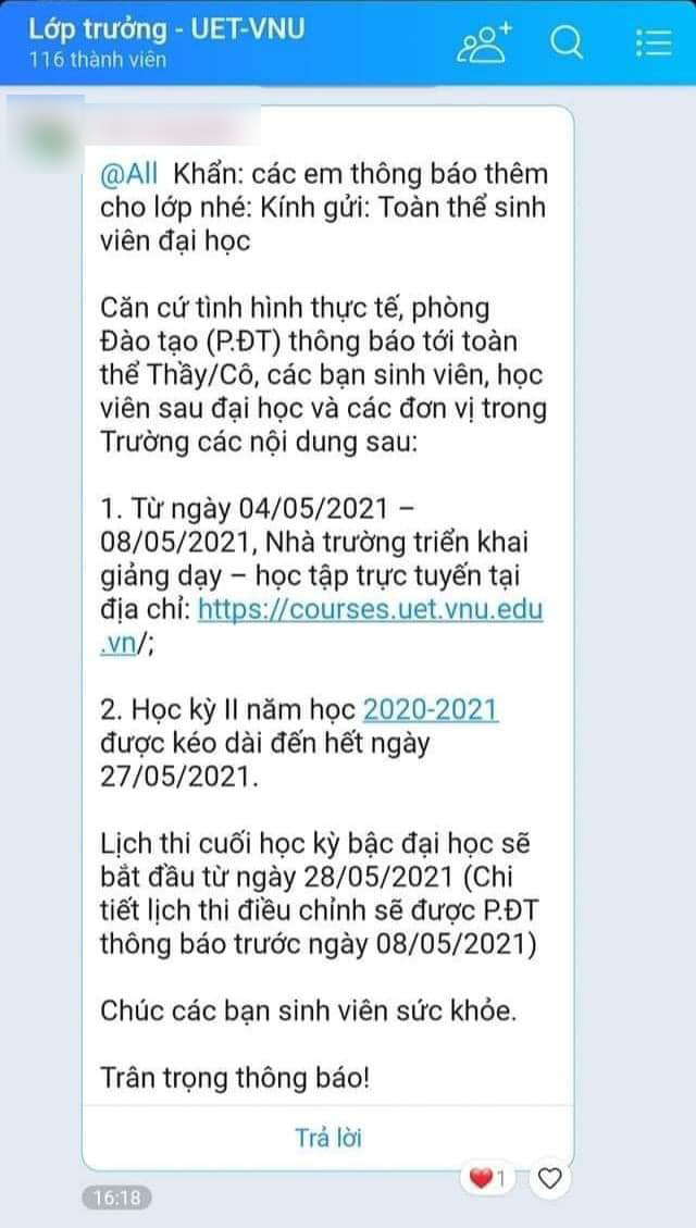 Trước tình hình dịch Covid-19, 2 trường đại học đầu tiên ở Hà Nội thông báo cho sinh viên học trực tuyến - Ảnh 1.