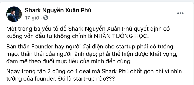 Trước tranh cãi rót vốn cho nữ CEO xinh đẹp, phía Shark Phú lên tiếng: Nhân tướng học là 1 trong 3 yếu tố quyết định - Ảnh 2.