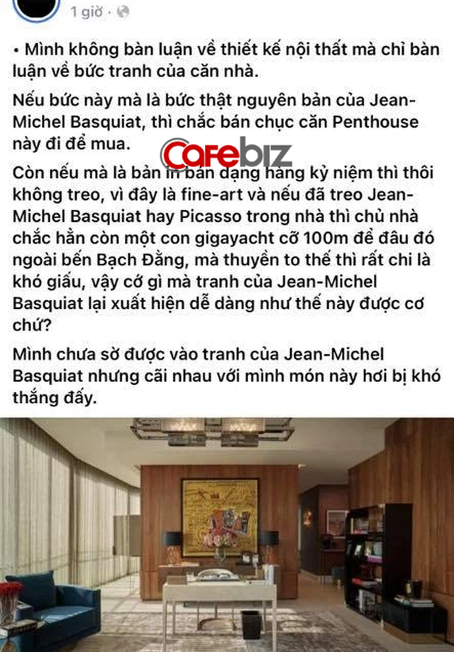 Bức tranh treo trong căn penthouse do Thái Công thiết kế bị đặt nghi vấn: Liệu có đúng là tranh thật nguyên bản hay chỉ là bản in thương mại? - Ảnh 3.