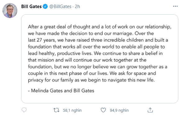 Tỷ phú Bill Gates khẳng định: Chúng tôi không thể phát triển cùng nhau như 1 cặp vợ chồng, song phát ngôn trước đó của bà Melinda lại khác hẳn - Ảnh 3.