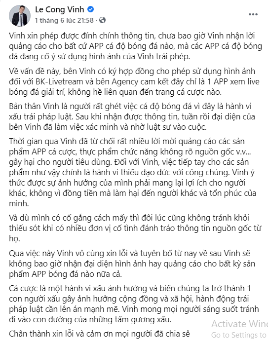 Hồng Vân, Quyền Linh cúi đầu xin lỗi khán giả vì quảng cáo sai sự thật, Công Vinh tuyên bố không bao giờ nhận đại diện hình ảnh cho app bóng đá nữa - Ảnh 4.