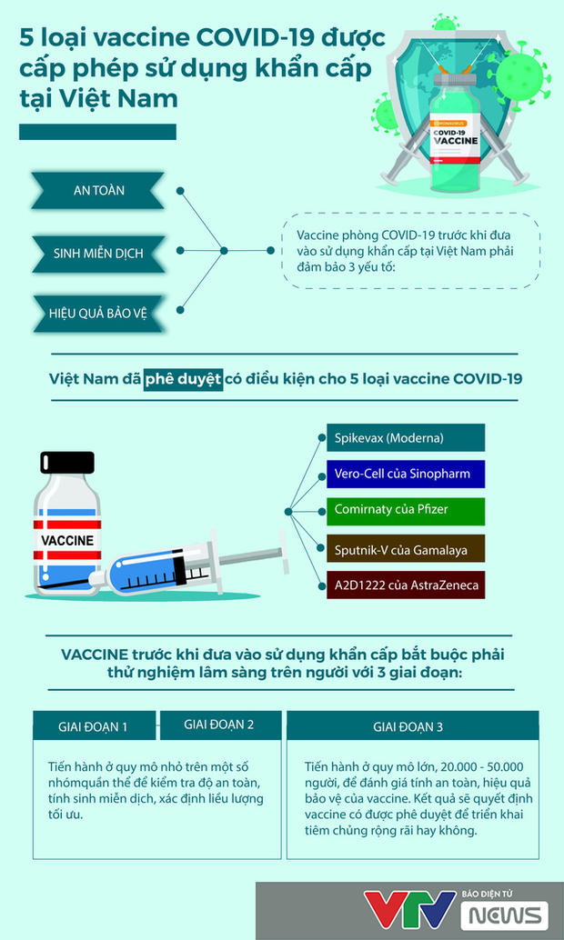  [Infographic] 5 loại vaccine COVID-19 được cấp phép sử dụng khẩn cấp tại Việt Nam - Ảnh 1.