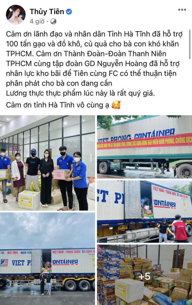 Thuỷ Tiên bị tố “nhận vơ” cả trăm tấn lương thực người dân Hà Tĩnh tiếp tế cho Sài Gòn, Công Vinh bức xúc lên tiếng phân trần - Ảnh 1.