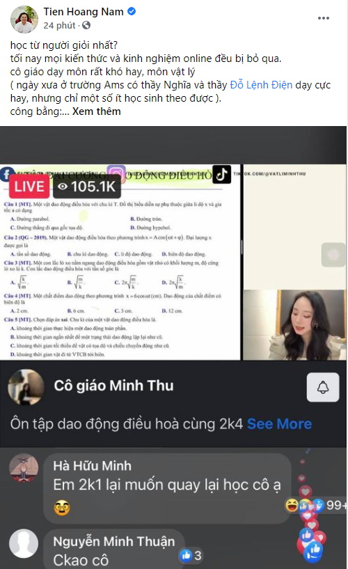 Chủ tịch Hoàng Nam Tiến cũng xem cô giáo Minh Thu giảng bài: “Đến lúc này cô giáo là giỏi nhất, chưa thấy giáo viên nào làm được”