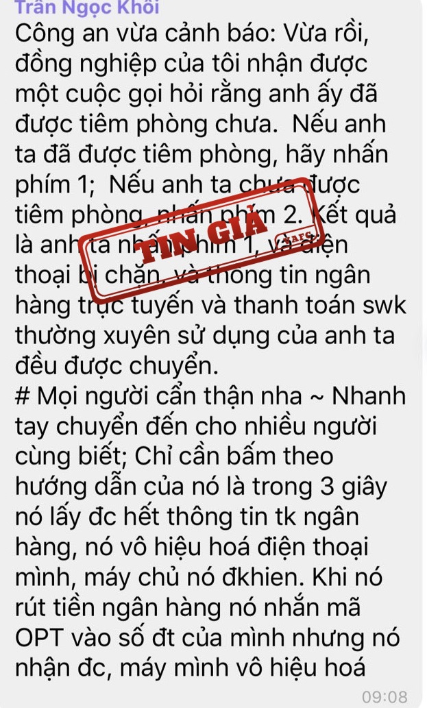 Cảnh báo tin giả về lừa đảo chiếm đoạt tài khoản ngân hàng: Nhận cuộc gọi, bấm phím 1 hoặc 2, mất sạch tiền trong tài khoản - Ảnh 1.