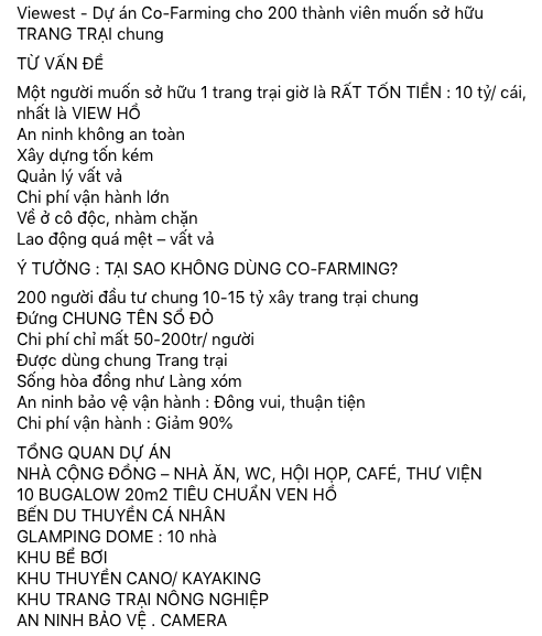 Nở rộ làn sóng kêu gọi chung vốn đầu tư farmstay trên mạng, cẩn trọng “tiền mất tật mang” - Ảnh 1.