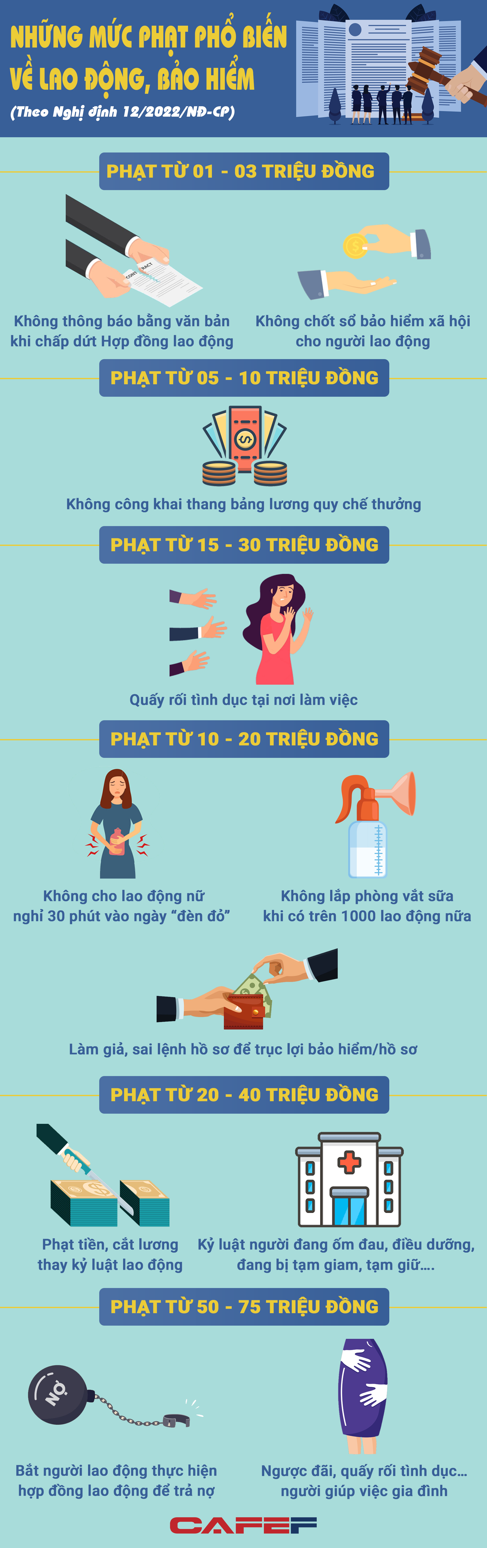 Infographic: Những mức phạt phổ biến về lao động, bảo hiểm xã hội - Ảnh 1.