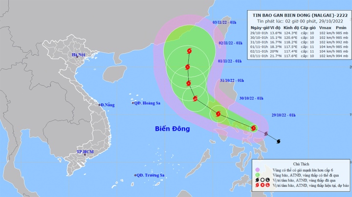 Bão Nalgae giật cấp 12 đang tiến vào Biển Đông - Ảnh 1.