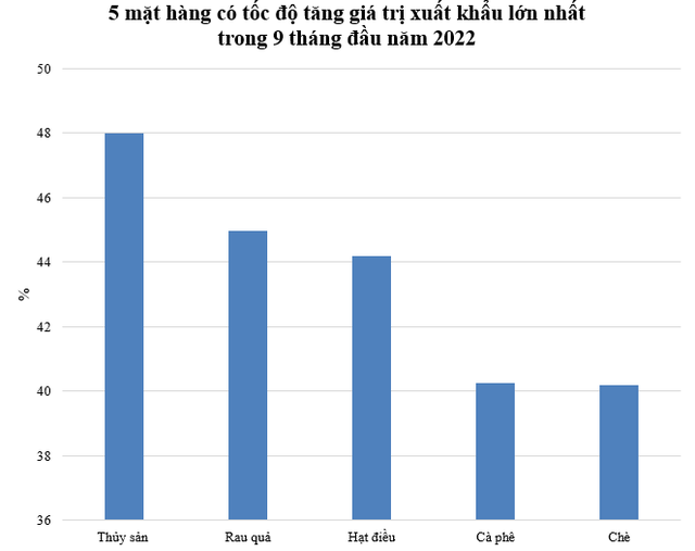 5 mặt hàng có tốc độ tăng giá trị xuất khẩu lớn nhất 9 tháng đầu năm 2022 - Ảnh 2.