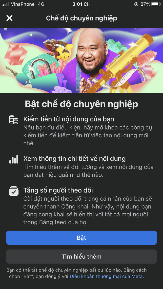 Facebook cập nhật Chế độ chuyên nghiệp”, tính năng kiếm tiền mới cho người dùng Việt - Ảnh 4.