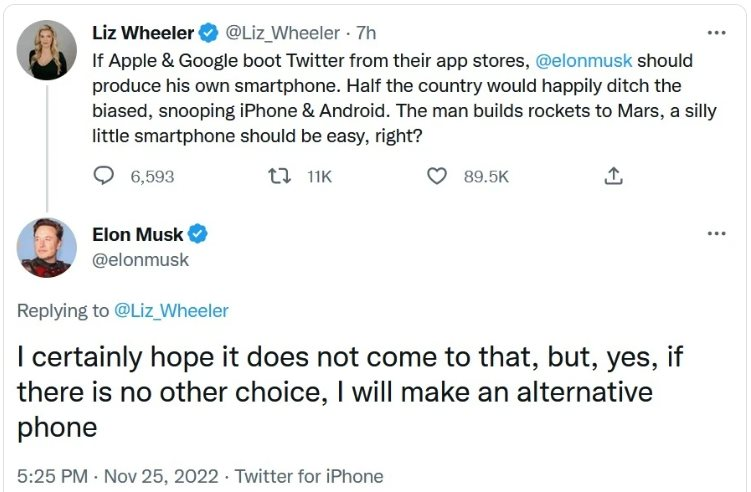Chịu chơi như Elon Musk: Tuyên bố sáng lập hãng điện thoại riêng thay thế iPhone nếu Twitter bị xóa khỏi App Store - Ảnh 1. Chịu chơi như Elon Musk: Tuyên bố sáng lập hãng điện thoại riêng thay thế iPhone nếu Twitter bị xóa khỏi App Store - Ảnh 1.