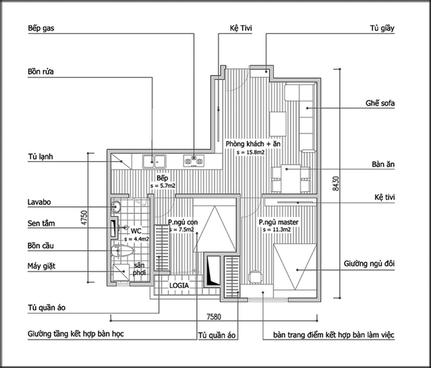  Tư vấn cải tạo để căn hộ 50m² đang từ 1 thành 2 phòng ngủ - Ảnh 2.