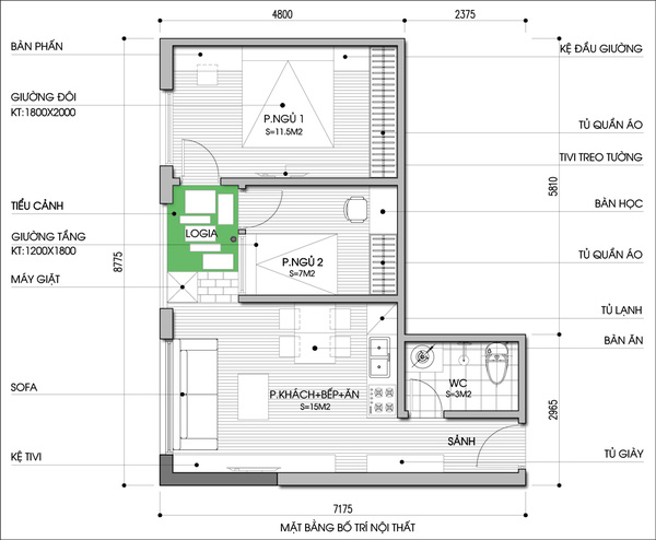Cách cải tạo căn hộ 49m² từ 1 thành 2 phòng ngủ mà vẫn thoáng sáng - Ảnh 2.
