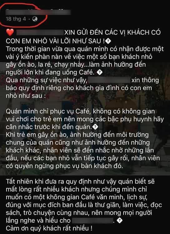  Quán cà phê tuyên bố miễn tiếp khách dưới 12 tuổi gây tranh cãi: Người đồng tình, kẻ phản đối gay gắt  - Ảnh 4.