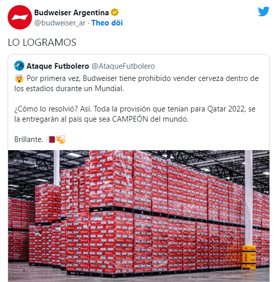 Hàng tấn bia bị ‘giam’ tại Qatar được tặng cho Argentina - Ảnh 1.