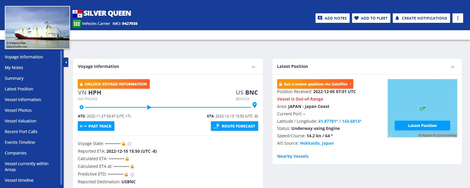 Hành trình con tàu chở lô hàng VinFast VF 8 đầu tiên sang Mỹ: Đã đi được gần nửa quãng đường, dự kiến giao hàng sớm tới tay người dùng Mỹ - Ảnh 1.