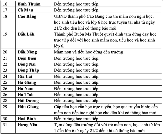  MỚI NHẤT: 15 tỉnh, thành cho học sinh nghỉ học vì số ca F0 tăng mạnh - Ảnh 3.