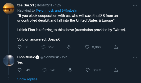 Giám đốc cơ quan vũ trụ Nga nói ngành hàng không vũ trụ sẽ lụi bại nếu Nga bị Mỹ trừng phạt, Elon Musk đáp trả chỉ bằng một tấm ảnh - Ảnh 3.