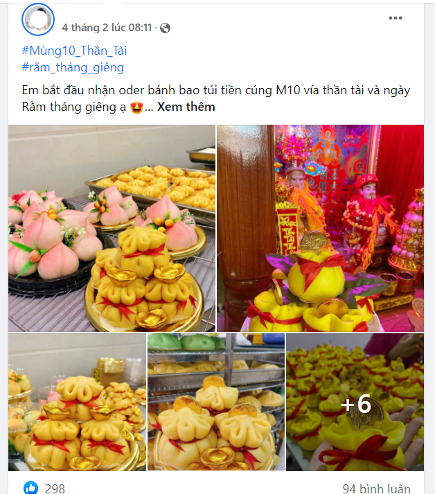 Mâm cúng ngày vía Thần Tài: Bánh bao túi tiền, bánh kem túi vàng hút khách trên chợ mạng - Ảnh 3.