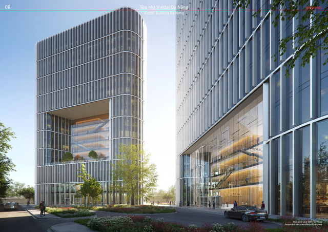 Cận cảnh thiết kế Tòa nhà Viettel Đà Nẵng: Nằm trong khuôn viên rộng hơn 1 hecta, gồm 2 tháp Trung tâm phần mềm - văn phòng và tháp Thương mại - dịch vụ công nghệ cao - Ảnh 2.