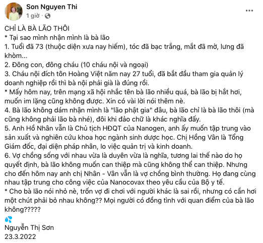 Đập tan đồn đoán phế truất, người đứng đầu gia tộc Sơn Kim tuyên bố ông Hồ Nhân vẫn là Chủ tịch HĐQT Nanogen - Ảnh 1.