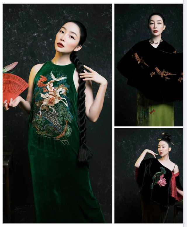 Nghệ sĩ và giới thượng lưu Việt lăng xê trào lưu mặc đồ nhung lụa thêu tay, lan tỏa vẻ đẹp truyền thống khiến ai cũng phải thốt lên: Mười phân vẹn mười - Ảnh 7.