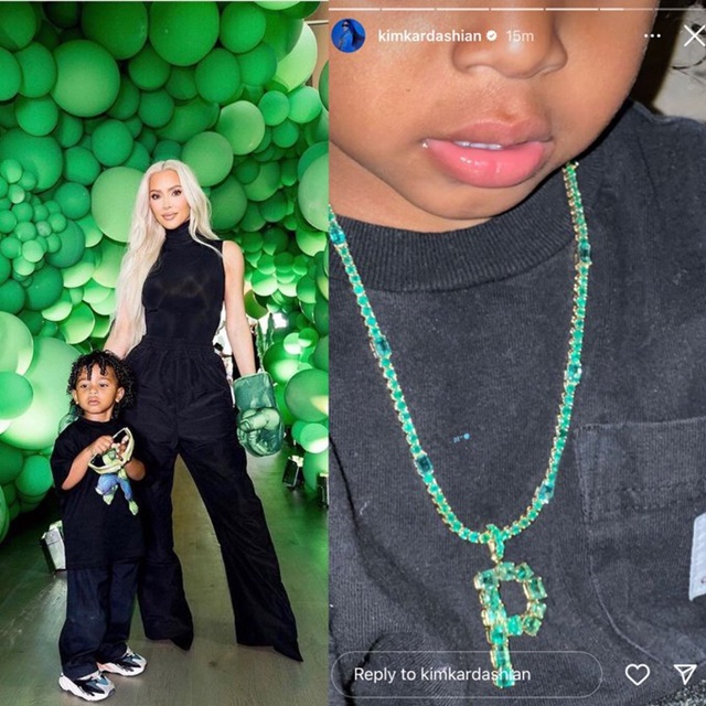 Kim Kardashian tặng sinh nhật con trai vòng ngọc lục bảo đắt đỏ - Ảnh 1.